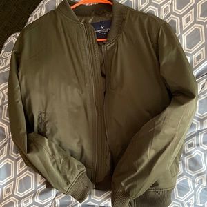 Olive Green American Eagle Bomber Jacket